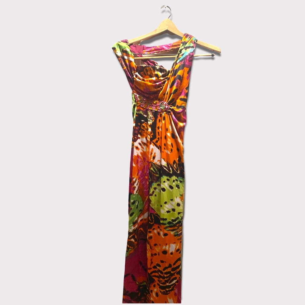 Vibrant Slinky Asymmetrical Formal Dress
